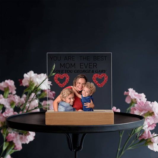 Acrylic Square Plaque with heart & picture