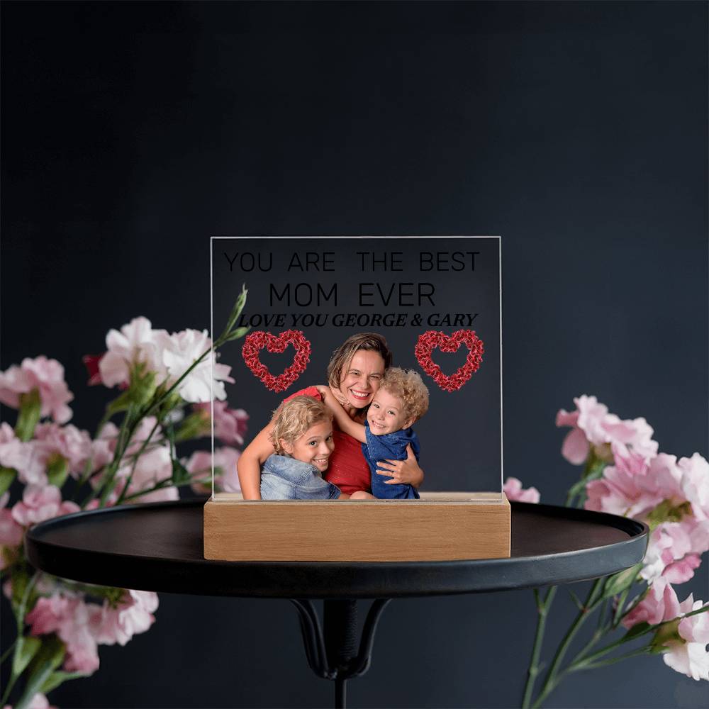 Acrylic Square Plaque with heart & picture