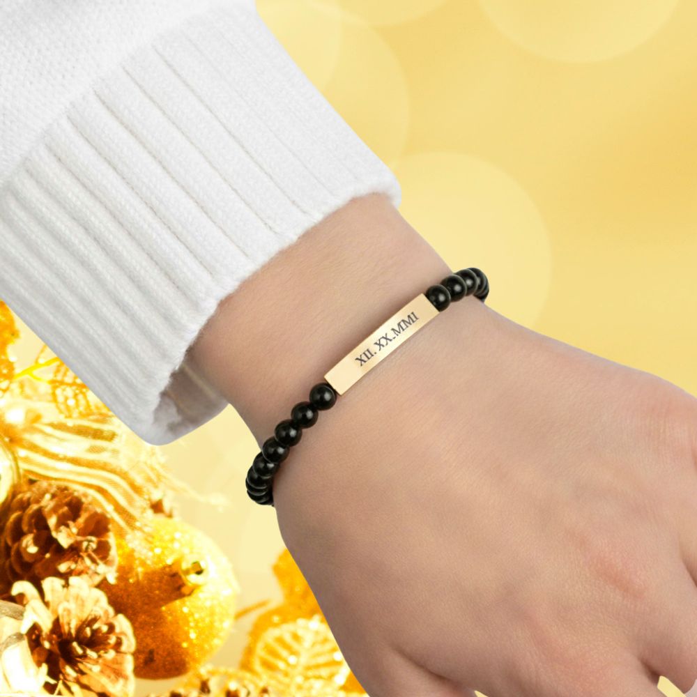 Personalized Onyx/Gold  Bracelet