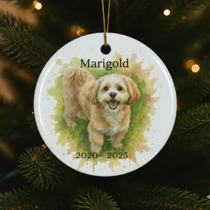 Watercolor Pet Portrait Ornament