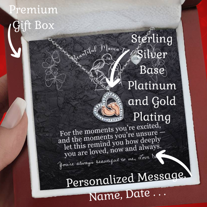 Beautiful Mama to-be Baby Feet Heart Necklace