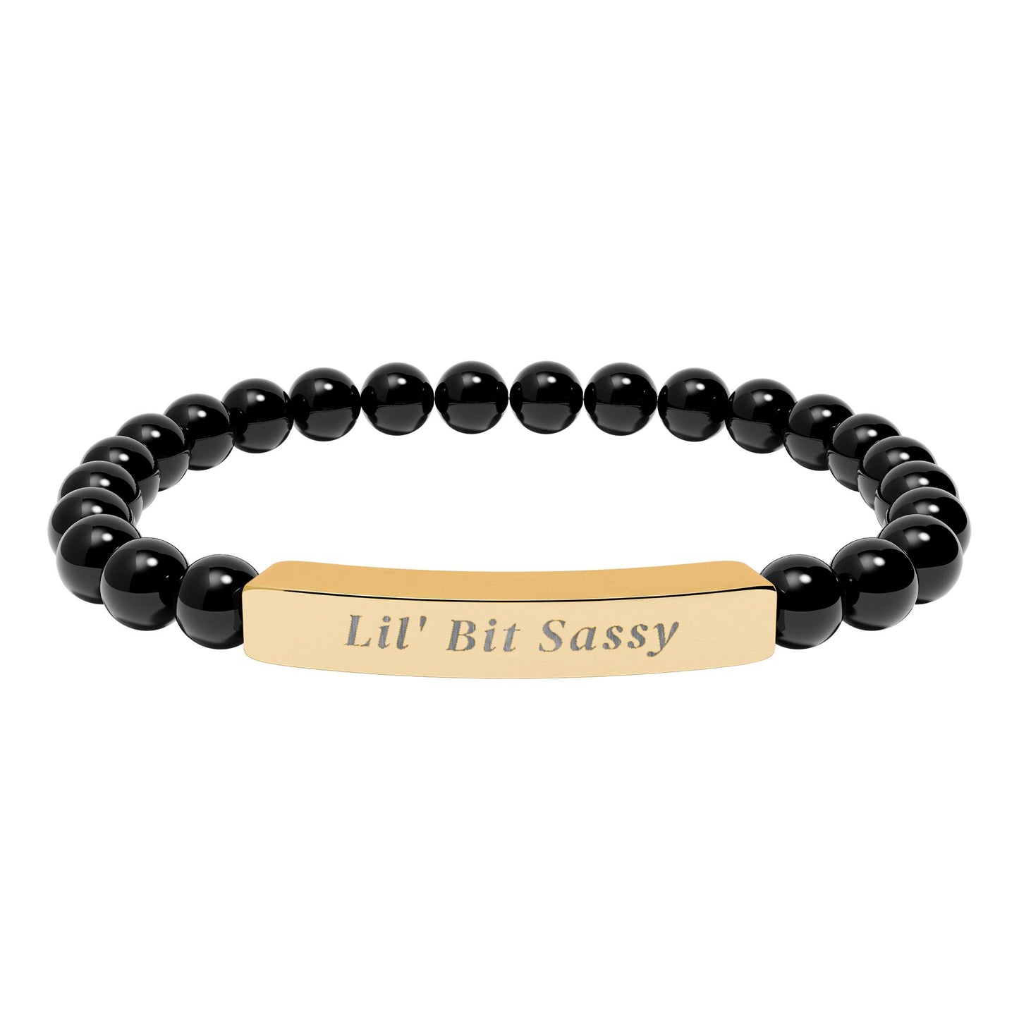 Personalized Onyx/Gold  Bracelet