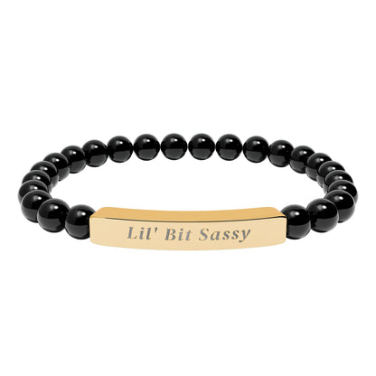 Personalized Onyx/Gold  Bracelet