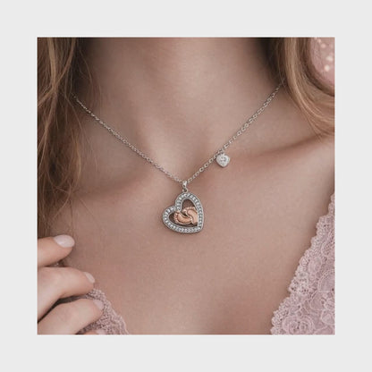 Beautiful Mama to-be Baby Feet Heart Necklace