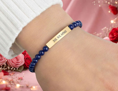 Personalized Sodalite Bead Bracelet