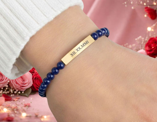 Personalized Sodalite Bead Bracelet