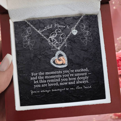 Beautiful Mama to-be Baby Feet Heart Necklace